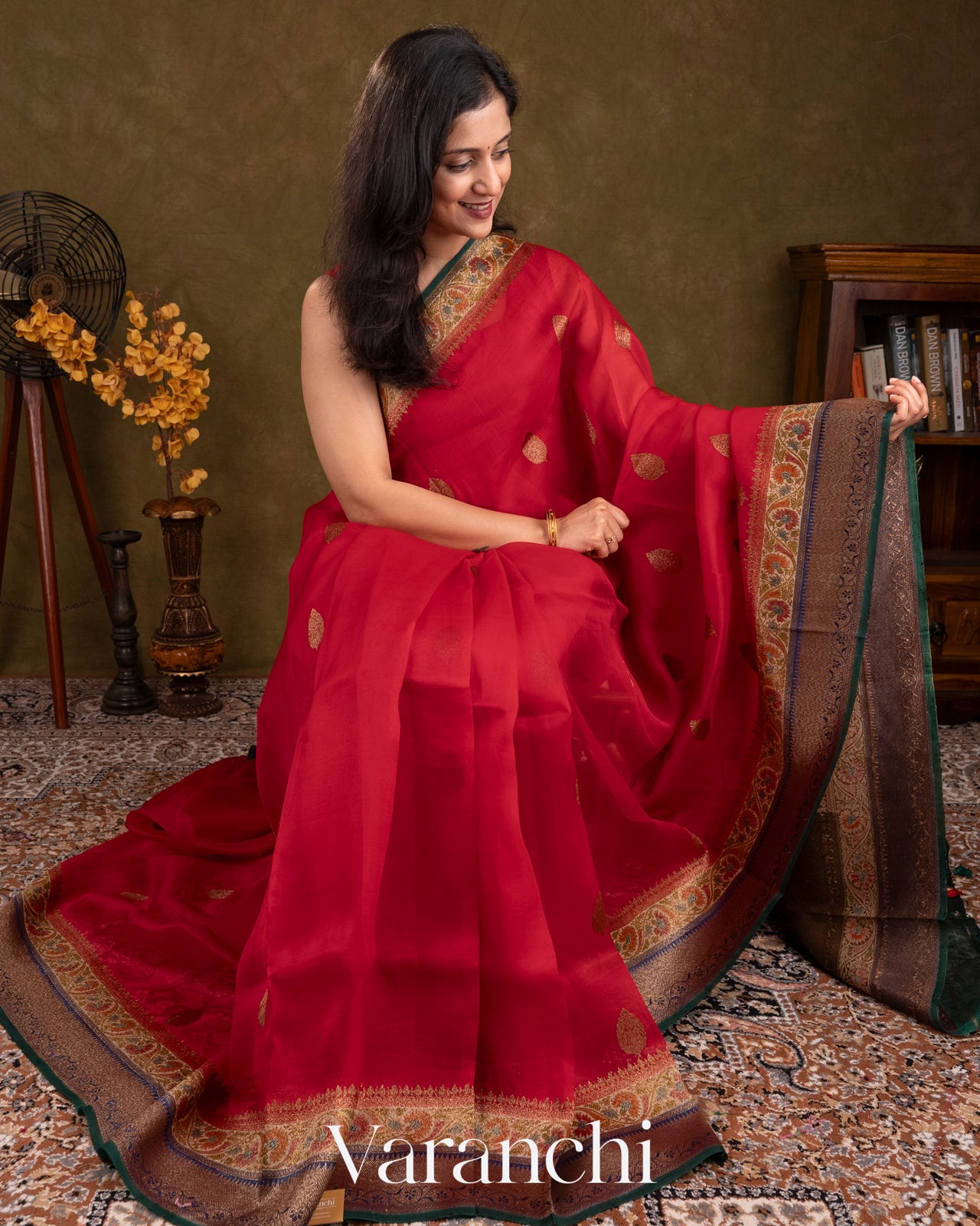 Red Pure Kora Silk Handloom Saree