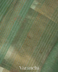 Mint Green Floral Digital Printed Pure Kora Silk Saree