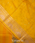 Mustard Yellow Kalamkari Printed Pure Kora Silk Saree
