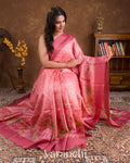 Rose Pink Pichwai Printed Pure Tussar Silk Saree