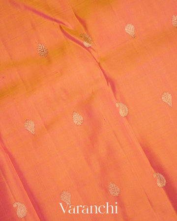 Muskmelon Orange Pure Kanchipuram Silk Handloom Saree