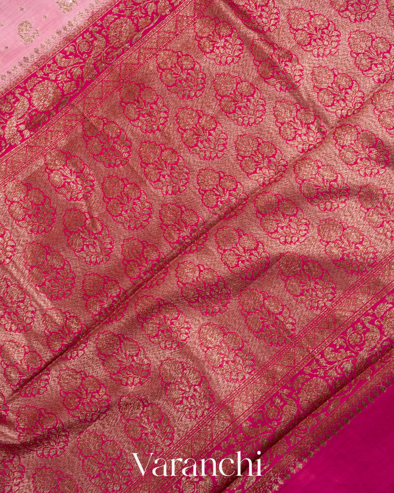 Pastel Pink Pure Chiniya Silk Saree