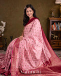 Pastel Pink Pure Chiniya Silk Saree