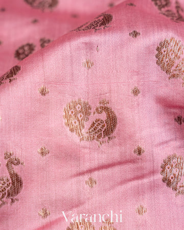 Pastel Pink Pure Chiniya Silk Saree