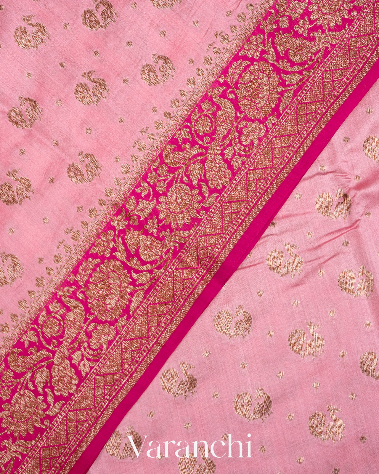 Pastel Pink Pure Chiniya Silk Saree