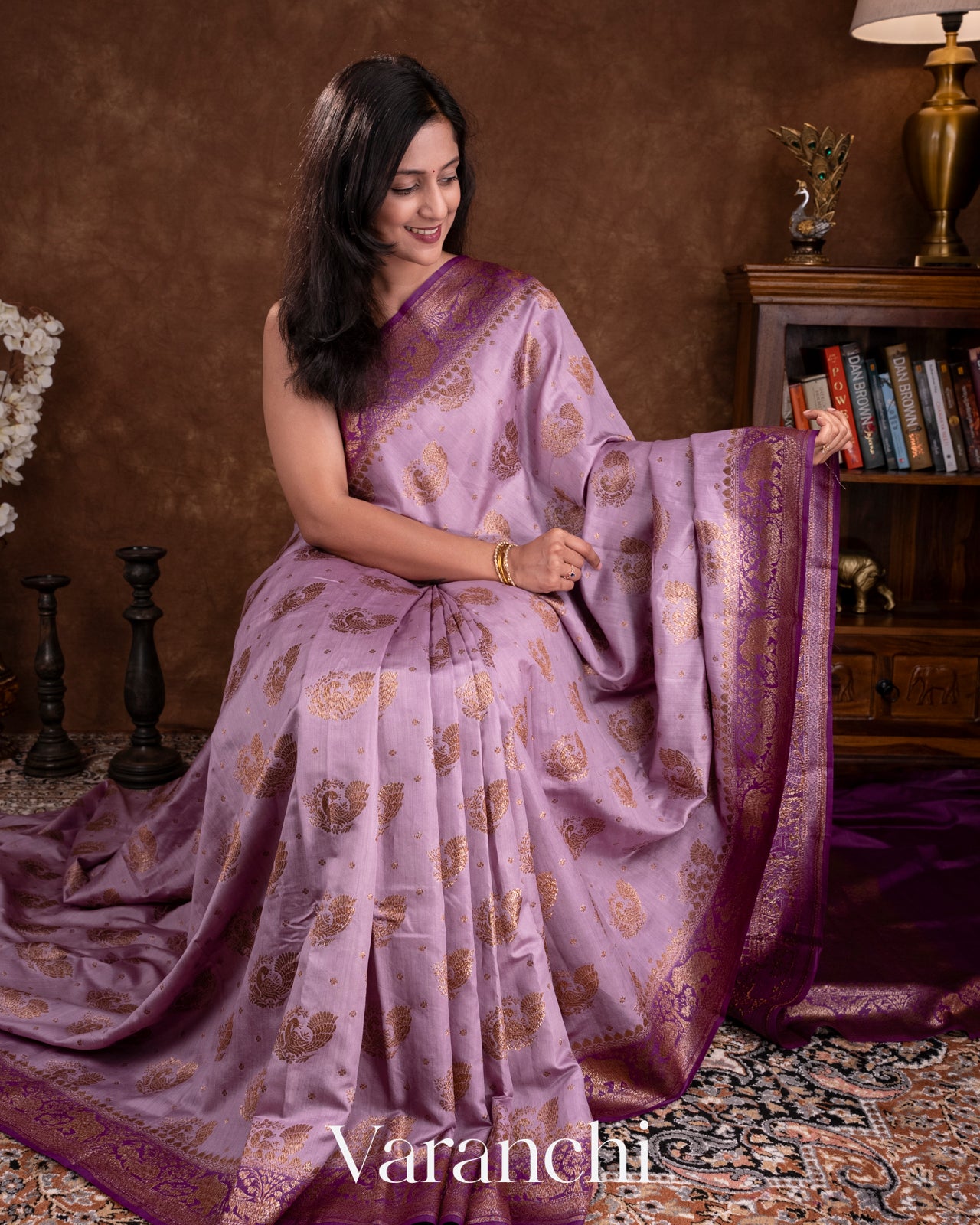 Light Purple Pure Chiniya Silk Saree