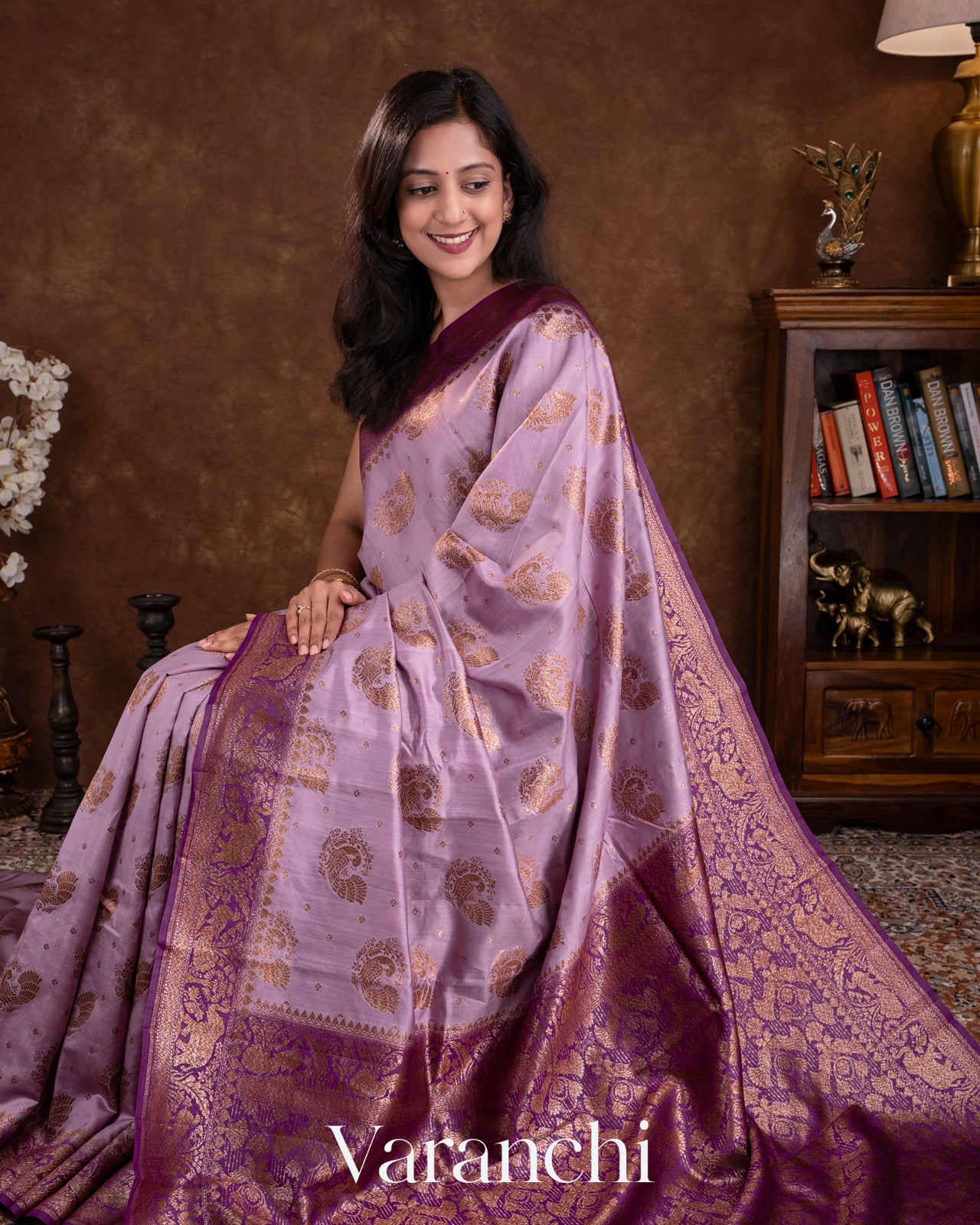 Light Purple Pure Chiniya Silk Saree