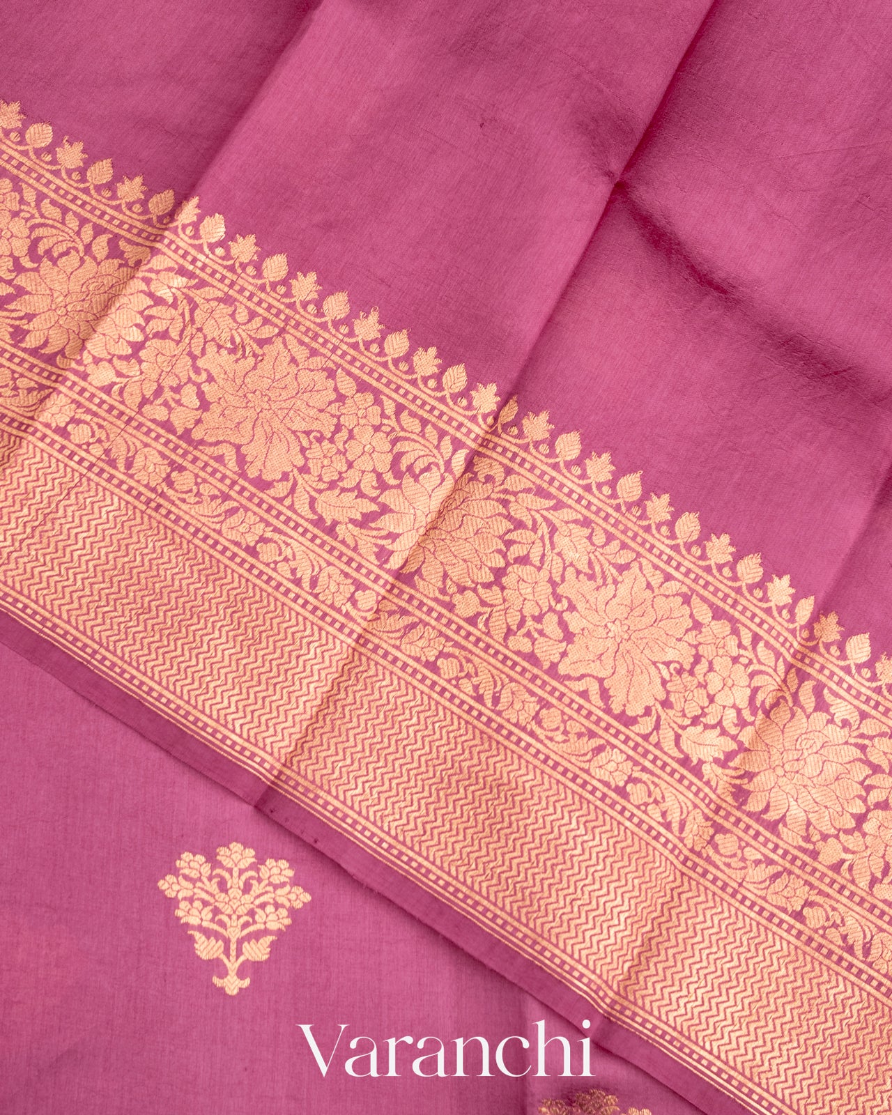 Lotus Pink Pure Katan Silk Handloom Saree