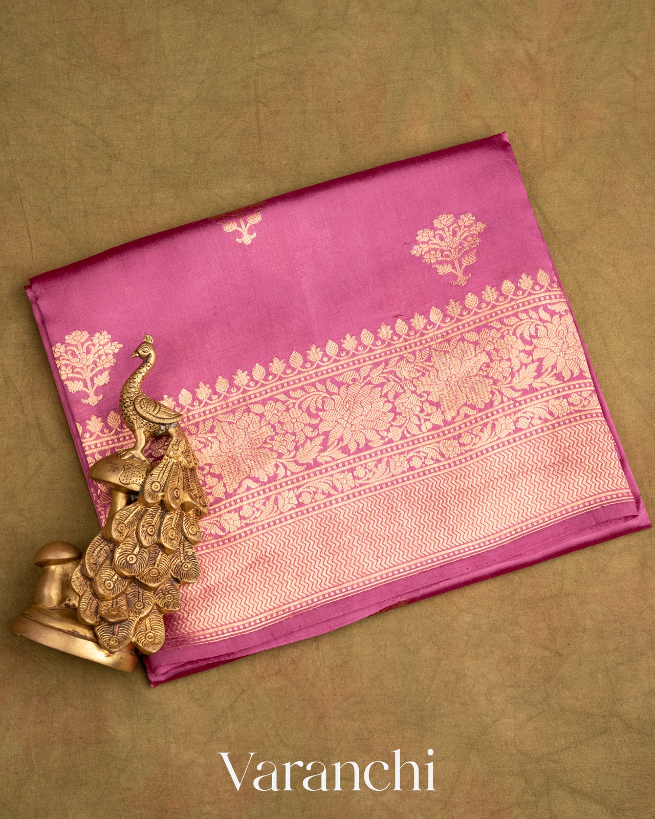 Lotus Pink Pure Katan Silk Handloom Saree