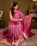 Lotus Pink Pure Katan Silk Handloom Saree