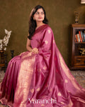 Lotus Pink Pure Katan Silk Handloom Saree