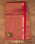 Dusty Rose Pure Maheshwari Silk Cotton Handloom Saree