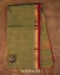 Moss Green Pure Maheshwari Silk Cotton Handloom Saree