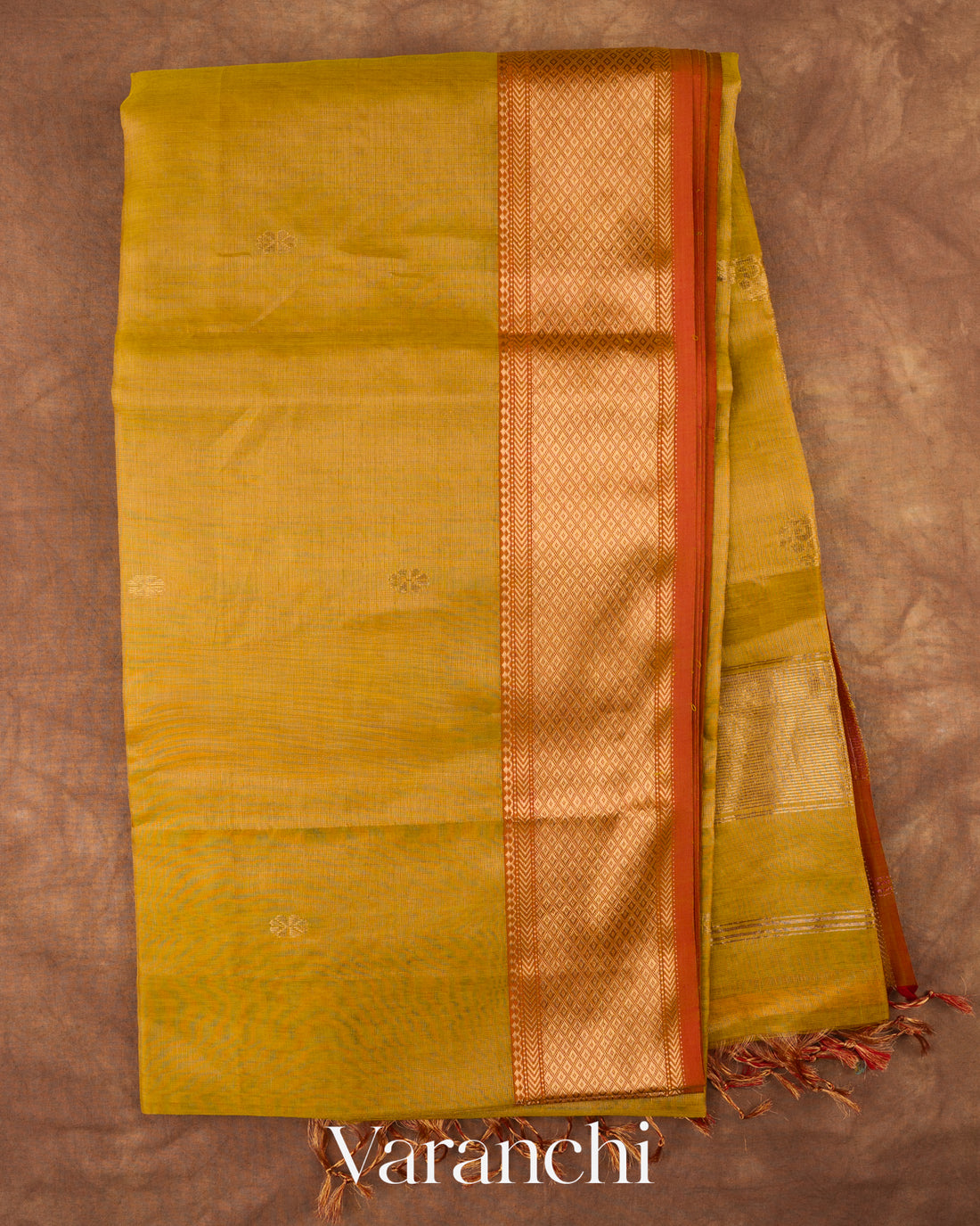 Golden Yellow Pure Maheshwari Silk Cotton Handloom Saree