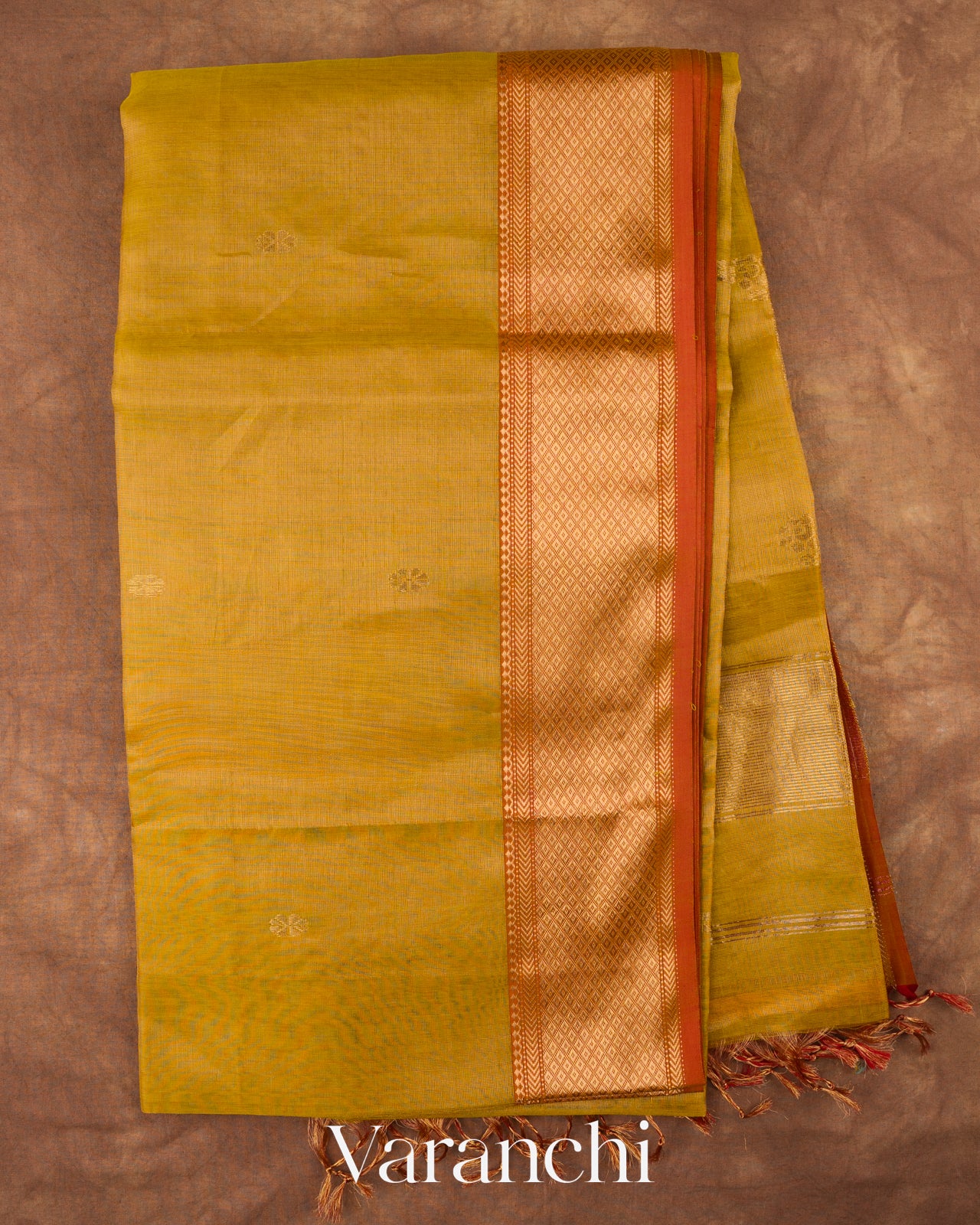 Golden Yellow Pure Maheshwari Silk Cotton Handloom Saree