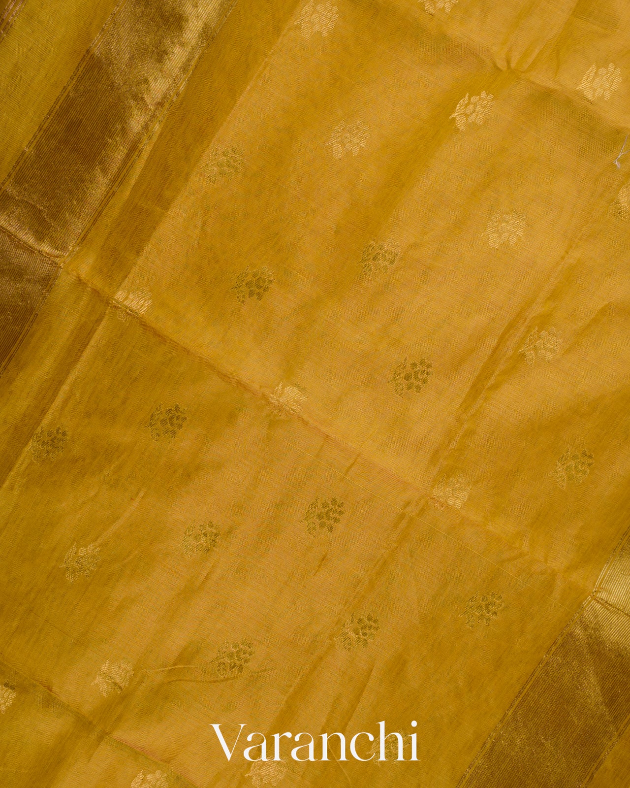 Golden Yellow Pure Maheshwari Silk Cotton Handloom Saree