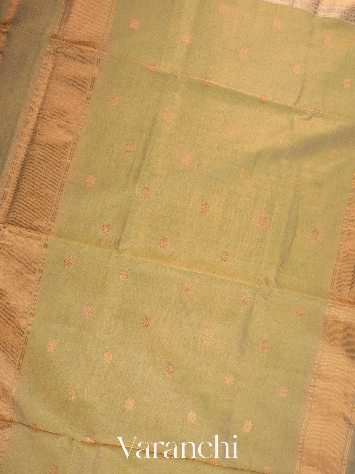 Light Pista Green Pure Maheswari Silk Cotton Tissue Handloom Saree