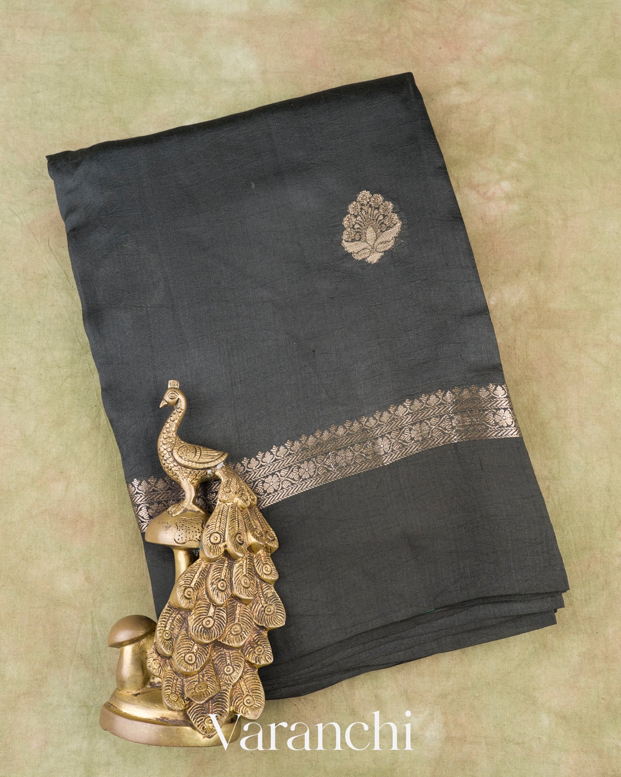 Black Pure Mango Silk Saree