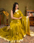 Olive Yellow Pure Mango Silk Handloom Saree