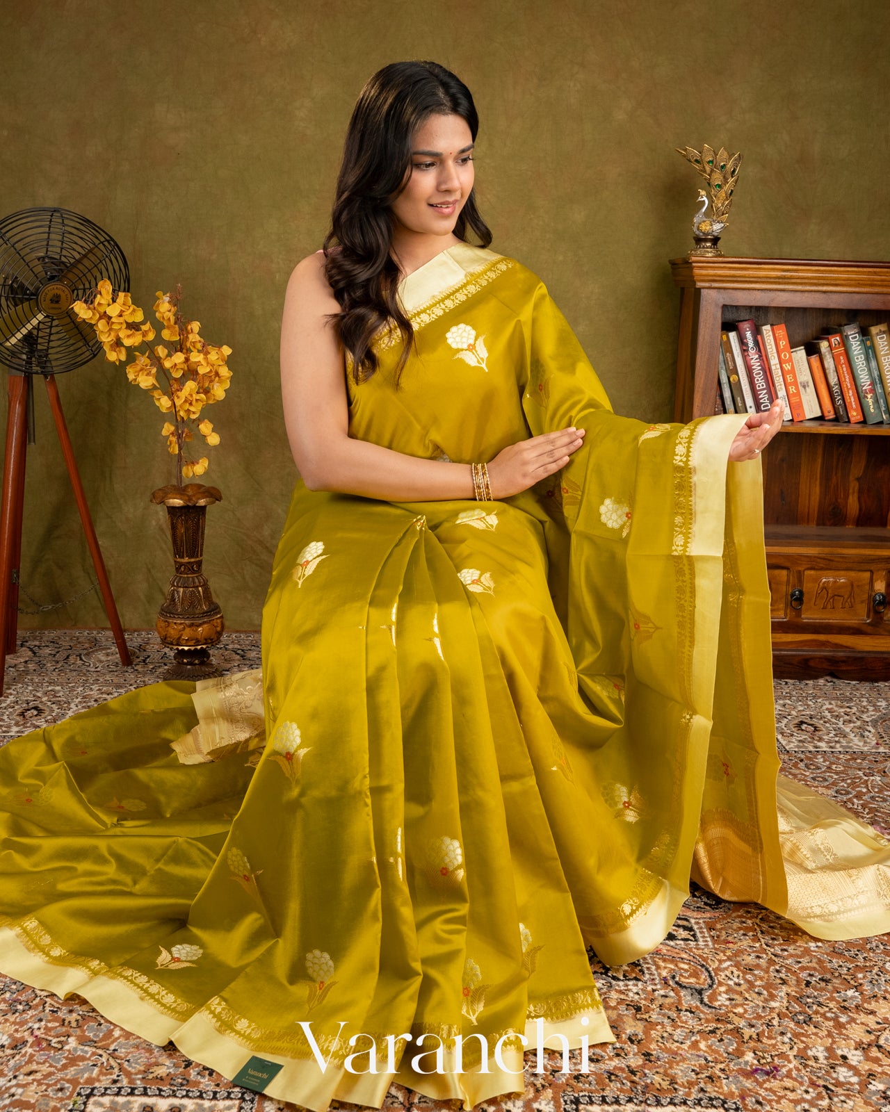 Olive Yellow Pure Mango Silk Handloom Saree