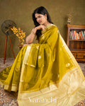 Olive Yellow Pure Mango Silk Handloom Saree