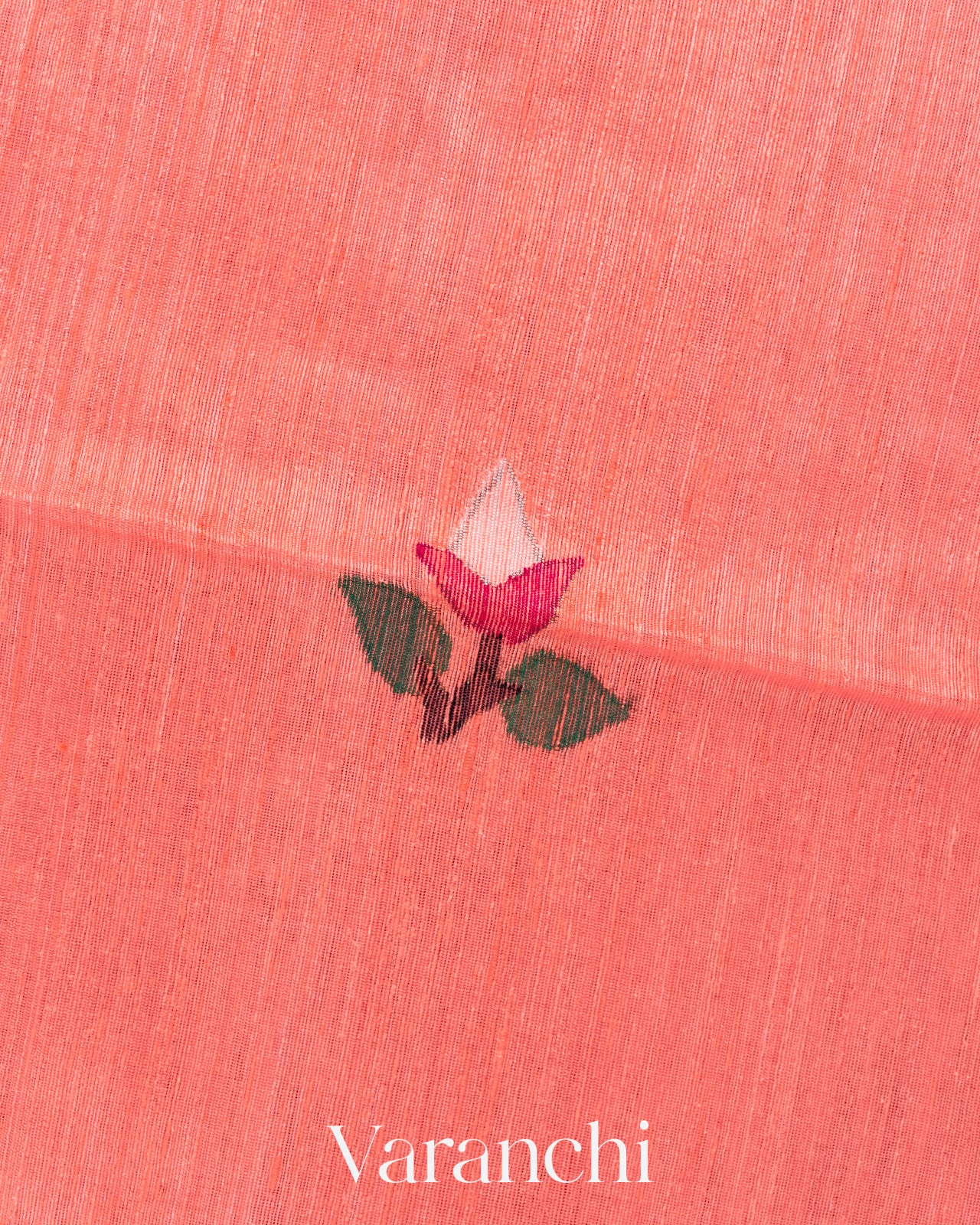 Coral Pink Jamdani Pure Matka Silk Handloom Saree