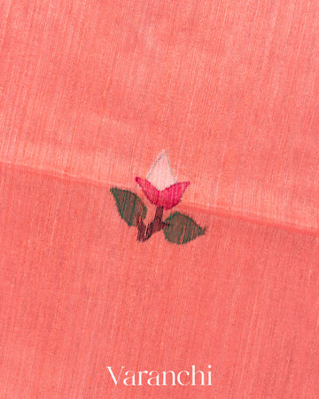 Coral Pink Jamdani Pure Matka Silk Handloom Saree