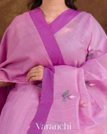 Purple Jamdani Pure Matka Silk Handloom Saree