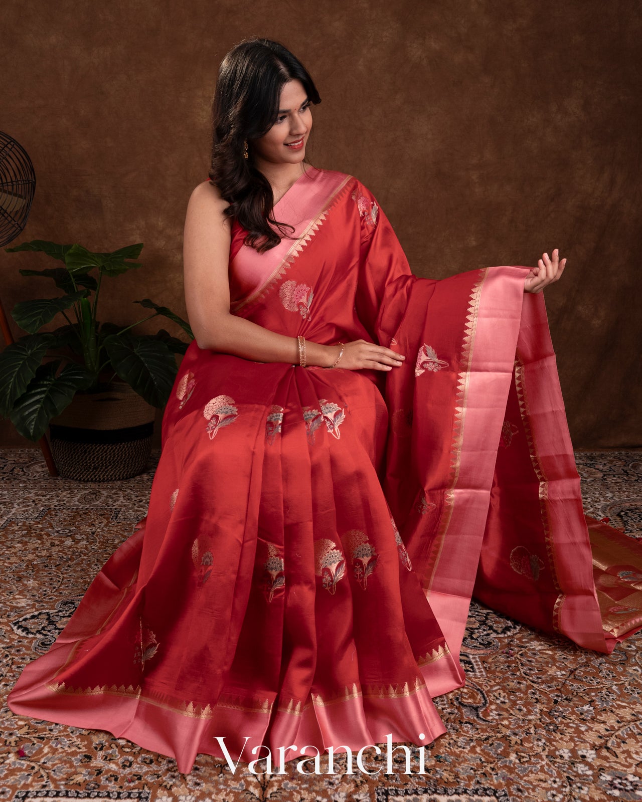 Red Pure Mango Silk Saree