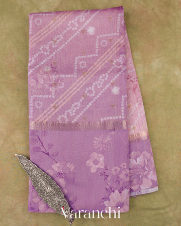Lavender and Lilac Ombre-dyed Pure Moonga Silk Saree