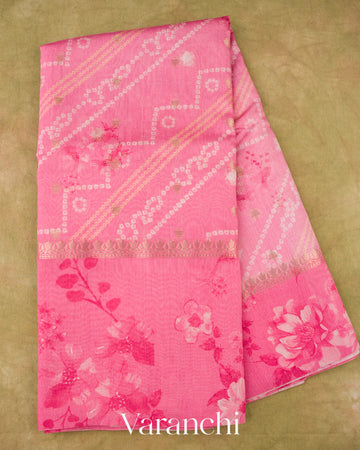 Baby Pink and Rose Pink Ombre-dyed Pure Moonga Silk Saree