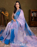 Shades of Blue Digital Printed Pure Mulmul Cotton Saree