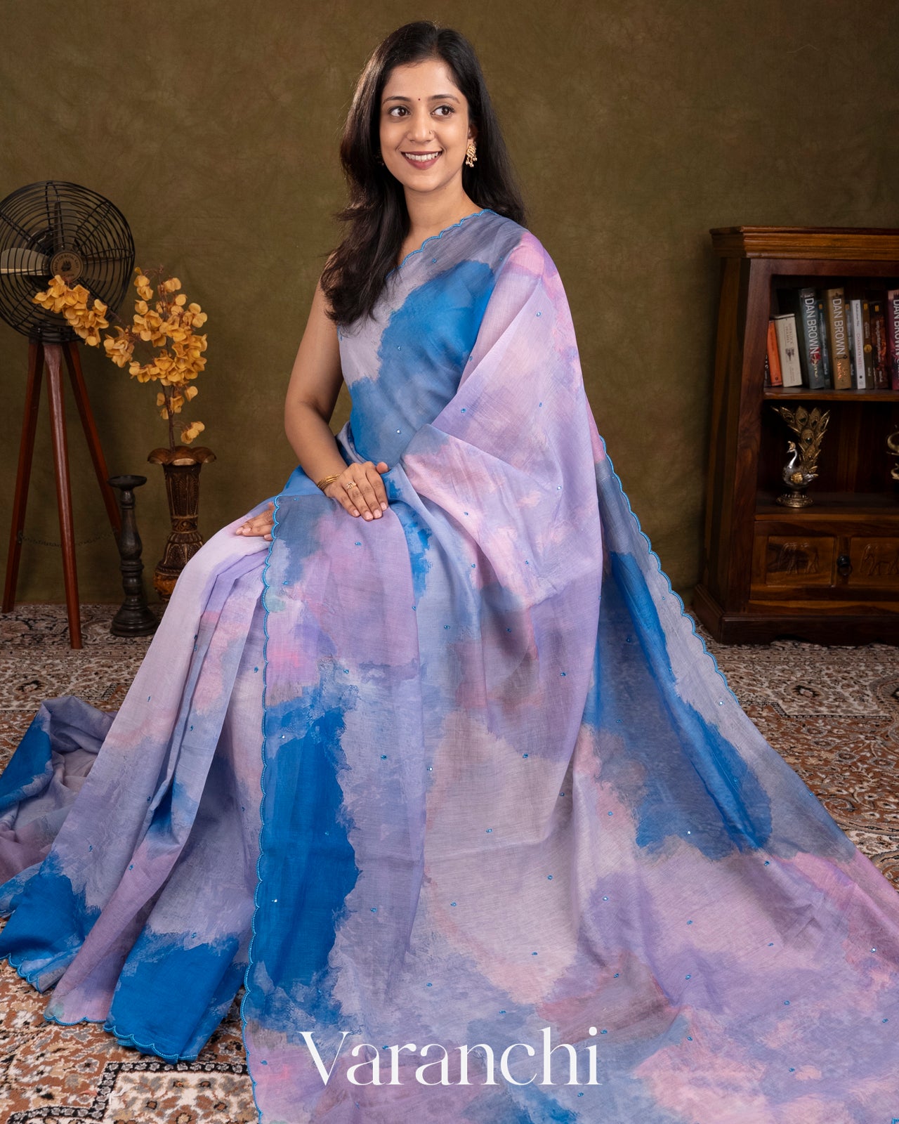 Shades of Blue Digital Printed Pure Mulmul Cotton Saree