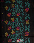 Black Floral Jamdani Pure Muslin Handloom Saree