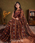 Coffee Brown Dhakai Jamdhani Pure Muslin Silk Handloom Saree