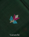 Bottle Green Jamdani Pure Muslin Silk Handloom Saree