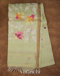 Pale Green Floral Jamdani Pure Muslin Saree