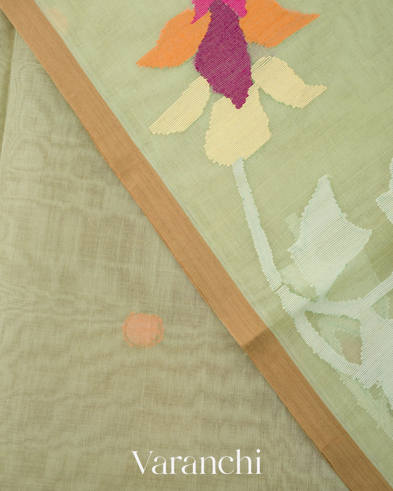 Pale Green Floral Jamdani Pure Muslin Saree
