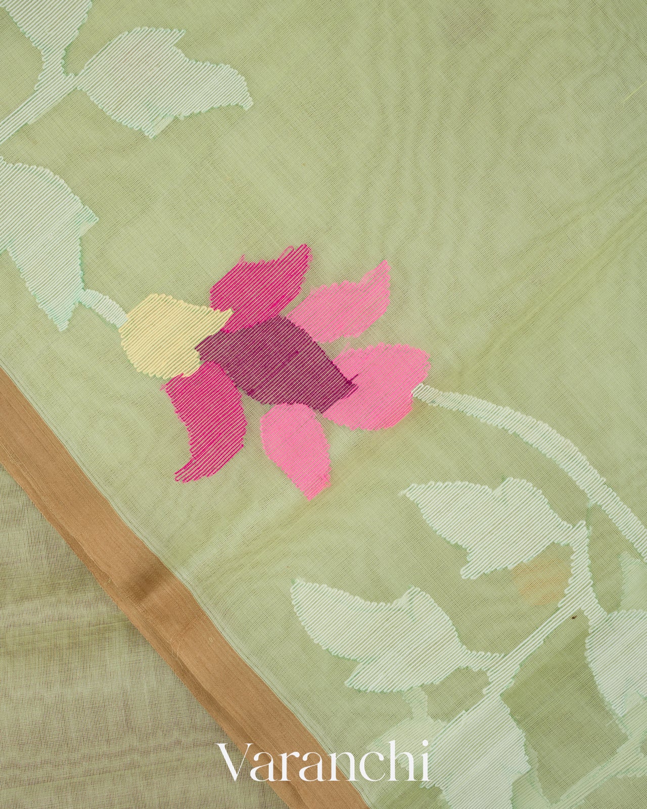 Pale Green Floral Jamdani Pure Muslin Saree