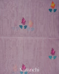 Lavender Jamdani Floral Pure Muslin Silk Handloom Saree