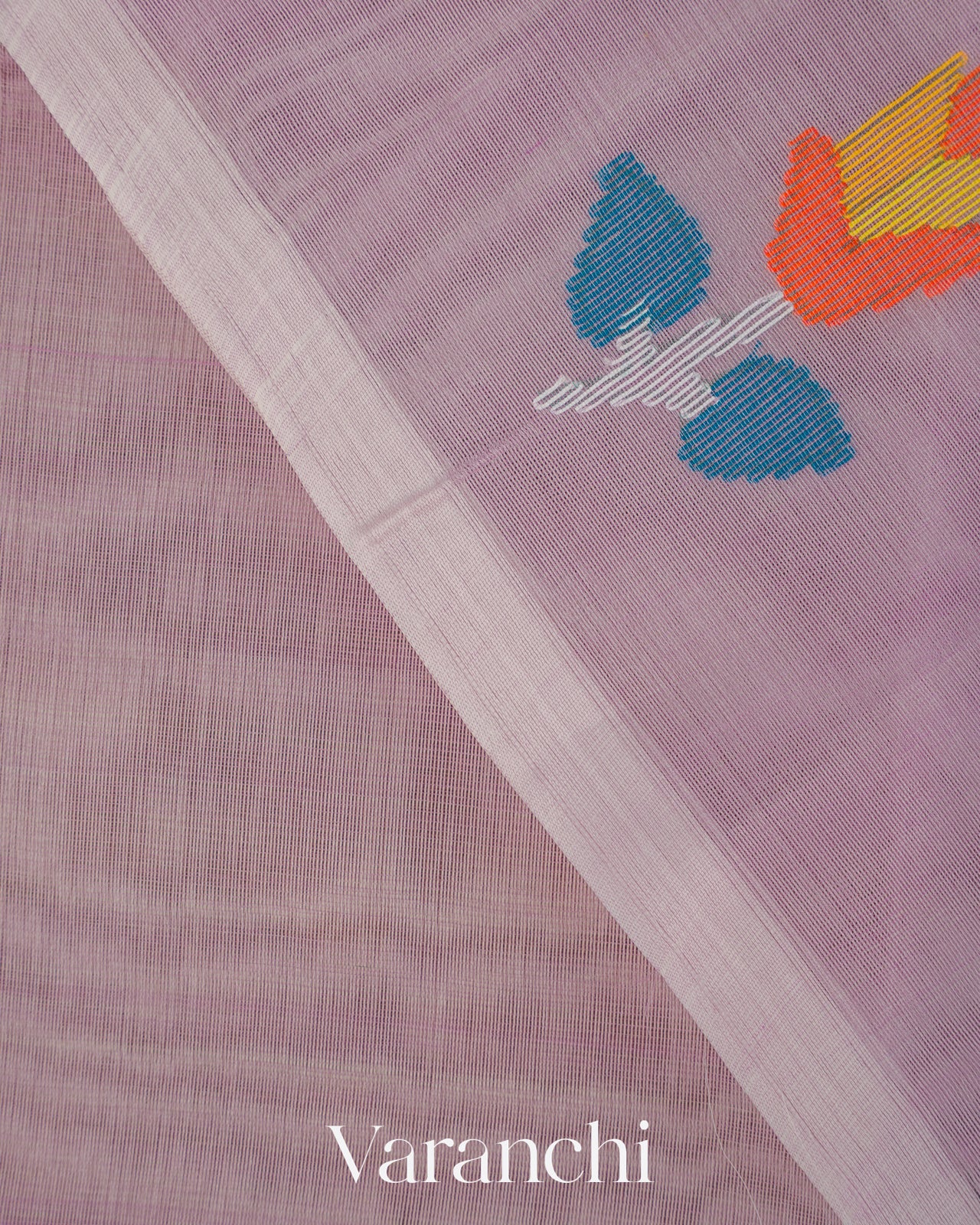 Lavender Jamdani Floral Pure Muslin Silk Handloom Saree