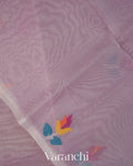 Lavender Jamdani Floral Pure Muslin Silk Handloom Saree