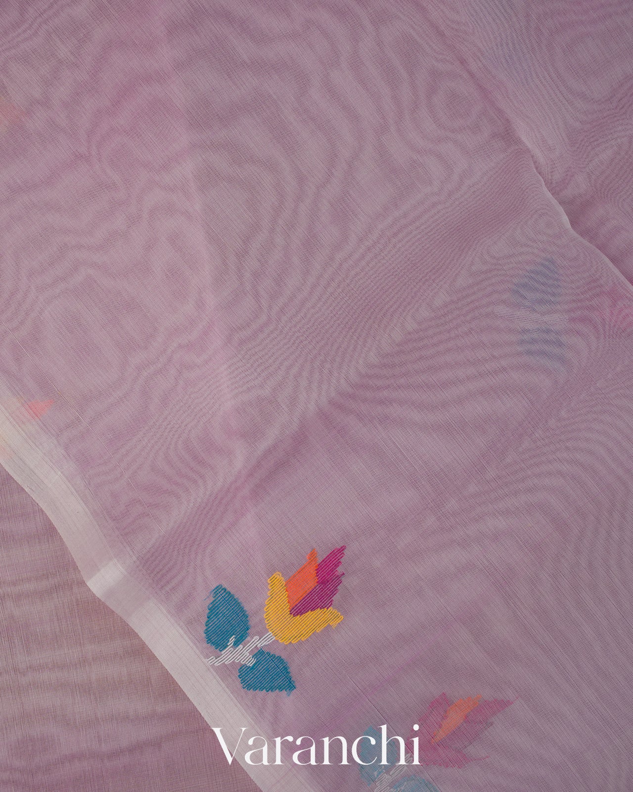 Lavender Jamdani Floral Pure Muslin Silk Handloom Saree
