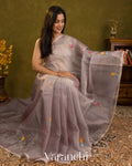 Muted Lilac Jamdani Pure Muslin Silk Handloom Saree