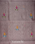 Muted Lilac Jamdani Pure Muslin Silk Handloom Saree