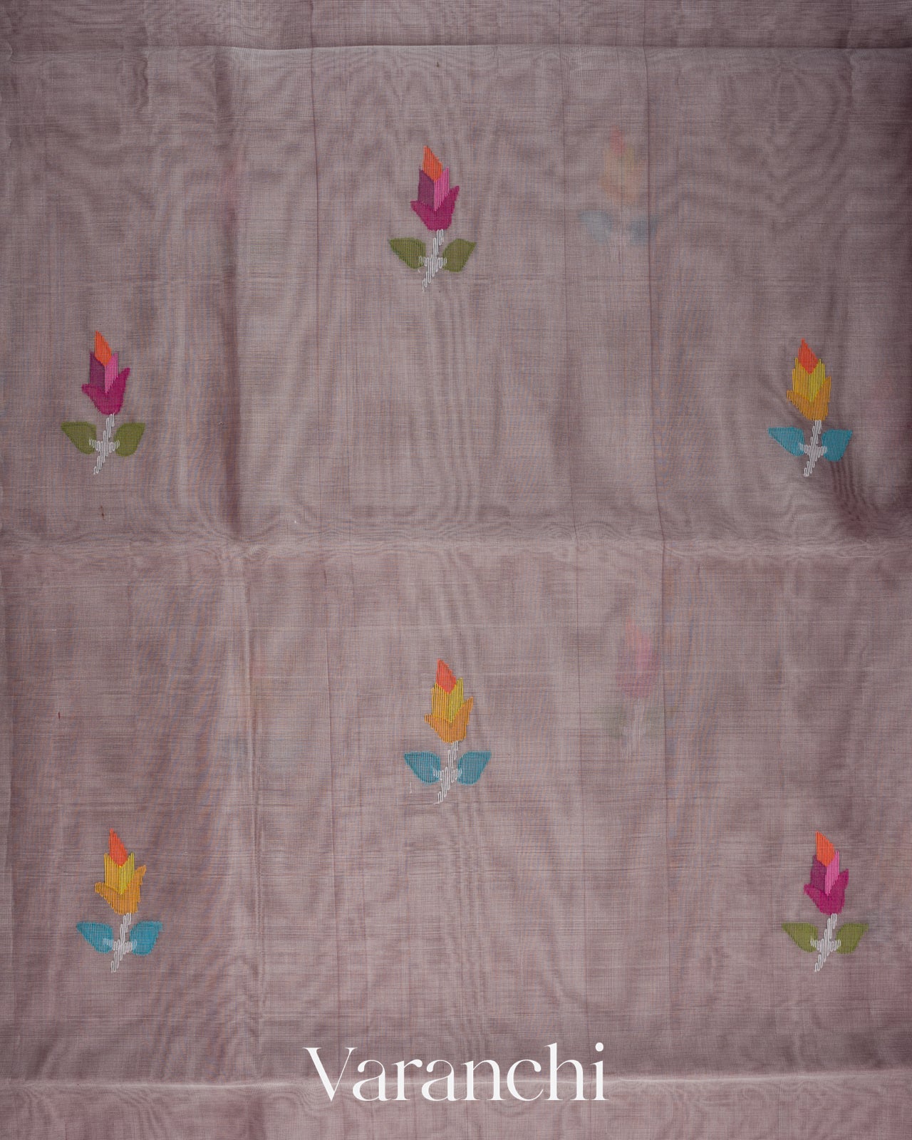 Muted Lilac Jamdani Pure Muslin Silk Handloom Saree