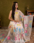 Soft White Borderless Jamdani Pure Muslin Silk Handloom Saree