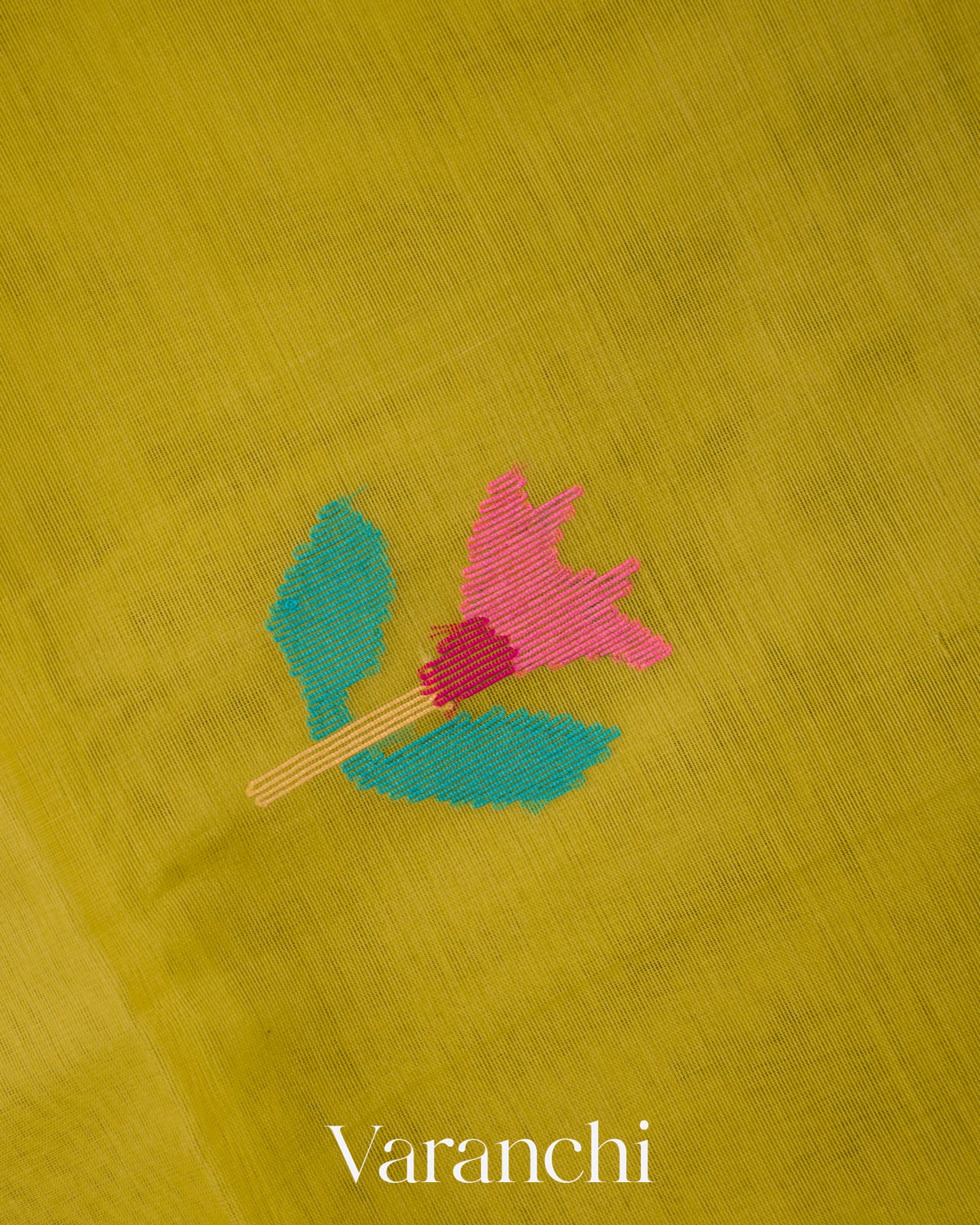 Lime Yellow Floral Jamdani Pure Muslin Silk Handloom Saree