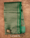Bottle Green with Sequin Embroidery Pure Muslin Silk Handloom Saree