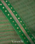 Bottle Green with Sequin Embroidery Pure Muslin Silk Handloom Saree